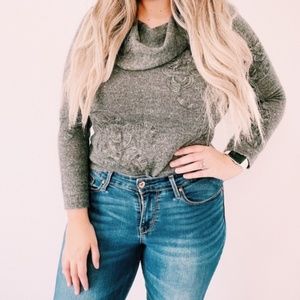 Jones New York Gray Cowl Neck Sweater Small